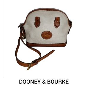 Vintage Dooney And Bourke Norfolk Bag Leather Crossbody Made In USA Cream & Tan